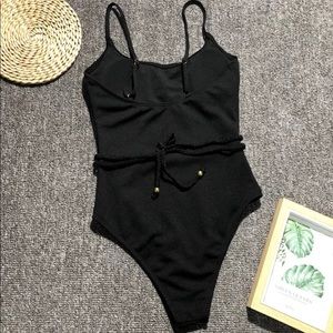 Black rope monokini/bodysuit.